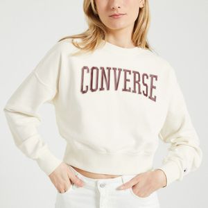 Cropped sweater met ronde hals Crew CONVERSE. Katoen materiaal. Maten XS. Beige kleur