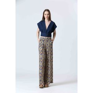 Loose, wijde broek, hoge taille SEE U SOON. Viscose materiaal. Maten 38 FR - 36 EU. Blauw kleur