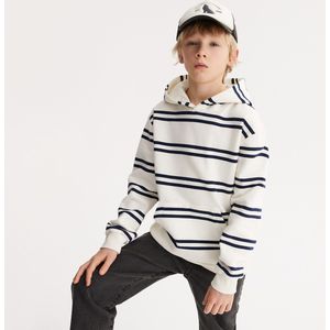 Gestreepte oversized hoodie in molton LA REDOUTE COLLECTIONS. Geruwd molton materiaal. Maten 10 jaar - 138 cm. Andere kleur