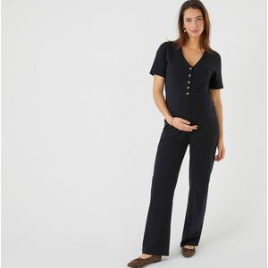 Jumpsuit voor zwangerschap, jerseytricot LA REDOUTE COLLECTIONS. Katoen materiaal. Maten L. Zwart kleur