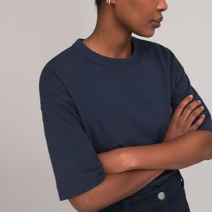 T-shirt met ronde hals en korte mouwen LA REDOUTE COLLECTIONS. Katoen materiaal. Maten XL. Blauw kleur