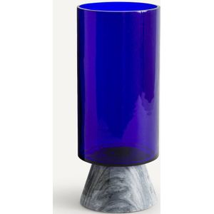 Trapani - Hoge Schaal - Blauw Glas - Marmer