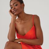 Jurk met knoopsluiting en smalle bandjes, met ceintuur LA REDOUTE COLLECTIONS. Viscose materiaal. Maten 38 FR - 36 EU. Oranje kleur