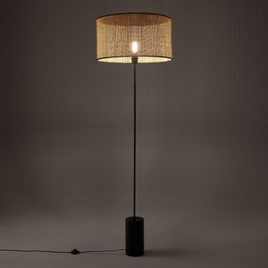 Vloerlamp in metaal en rotan, Cara LA REDOUTE INTERIEURS. Metaal materiaal. Maten één maat. Zwart kleur