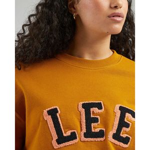 Sweater met ronde hals, logo vooraan LEE. Katoen materiaal. Maten M. Oranje kleur
