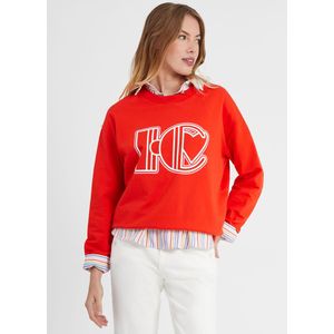 Sweater met ronde hals en lange mouwen logo ICODE. Katoen materiaal. Maten XS. Rood kleur
