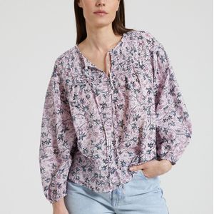 Bedrukte blouse, lange mouwen SEE U SOON. Katoen materiaal. Maten 4(XL). Roze kleur
