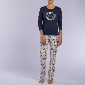 Pyjama met lange mouwen in jersey, Lazuli NAF NAF. Katoen materiaal. Maten XL. Blauw kleur