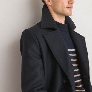 Mantel, voornamelijk wol, Made in France LA REDOUTE COLLECTIONS. Wol materiaal. Maten XL. Blauw kleur