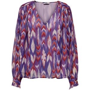 Bedrukte soepele blouse, V-hals ONLY TALL. Polyester materiaal. Maten L. Violet kleur