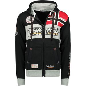 Zip-up hoodie flyer GEOGRAPHICAL NORWAY. Katoen materiaal. Maten M. Zwart kleur