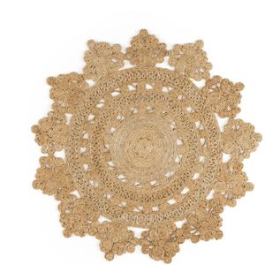 Rond tapijt in rozet vorm, Rozza LA REDOUTE INTERIEURS. Jute materiaal. Maten diameter 200 cm. Beige kleur