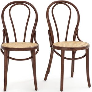 Set van 2 stoelen met gevlochten zitting, Bistro