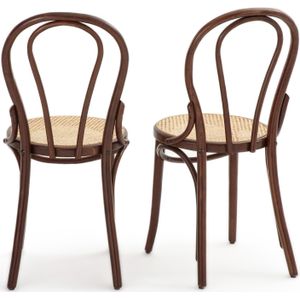 Set van 2 stoelen met gevlochten zitting, Bistro LA REDOUTE INTERIEURS. Hout materiaal. Maten één maat. Kastanje kleur