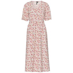 Halflange jurk, knoopsluiting PIECES. Viscose materiaal. Maten XL. Wit kleur
