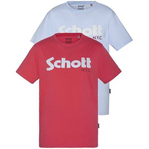 Set van 2 t-shirts met ronde hals en logo Schott SCHOTT. Katoen materiaal. Maten XXL. Blauw kleur