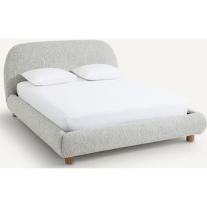 Organisch bed met bedbodem, Aude design E.Gallina AM.PM. Stof materiaal. Maten 180 x 200 cm. Beige kleur