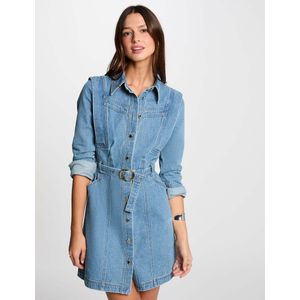 Jeansjurk met knoopsluiting MORGAN. Katoen materiaal. Maten 36 FR - 34 EU. Blauw kleur
