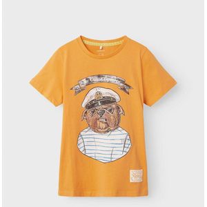 T-shirt met korte mouwen NAME IT. Katoen materiaal. Maten 11/12 jaar - 144/150 cm. Oranje kleur