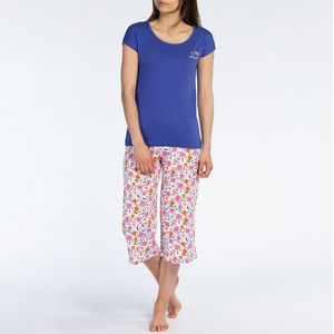 Pyjama met kuitbroek, korte mouwen Colorama NAF NAF. Katoen materiaal. Maten L. Violet kleur