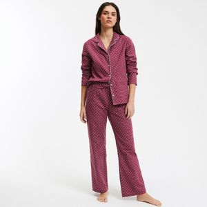 Pyjama met stippen in pilou LA REDOUTE COLLECTIONS. Flanel materiaal. Maten 48 FR - 46 EU. Rood kleur