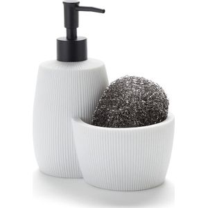 Dispencer voor afwasmiddel en sponshouder, Jihane LA REDOUTE INTERIEURS. Hars materiaal. Maten één maat. Wit kleur