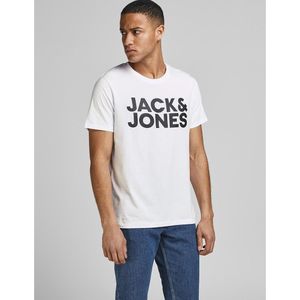 T-shirt met ronde hals en korte mouwen, bedrukt vooraan JACK & JONES. Katoen materiaal. Maten L. Wit kleur