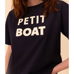 T-shirt Le Boxy in jersey PETIT BATEAU. Katoen materiaal. Maten XS. Blauw kleur