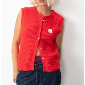 Mouwloos vest met ronde hals EAST AMERICAN VINTAGE. Acryl materiaal. Maten L. Rood kleur