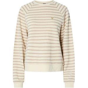 Gestreepte sweater met geborduurd hartje PIECES. Katoen materiaal. Maten XL. Beige kleur