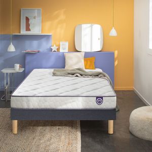 Ensemble matras in mousse en lattenbodem, Chill Bed MERINOS. Massief hout materiaal. Maten 160 x 200 cm. Grijs kleur