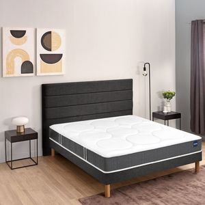 Ensemble matras mousse HR Comforting + bedbodem BULTEX. Massief hout materiaal. Maten 80 x 190 cm. Wit kleur