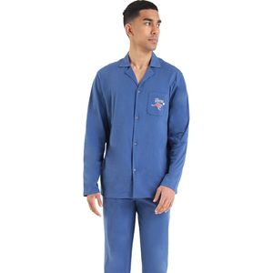 Pyjama Shirt met knoopsluiting ATHENA. Katoen materiaal. Maten S. Blauw kleur