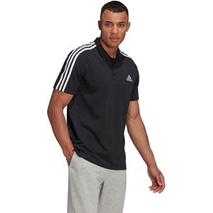 Polo met korte mouwen, 3 stripes adidas Performance. Katoen materiaal. Maten S. Zwart kleur