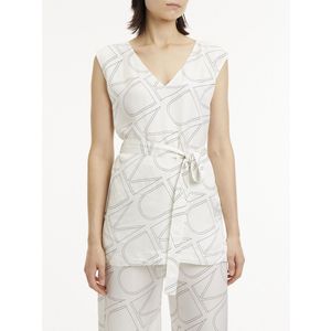 CALVIN KLEIN - Bedrukte Blouse - Wit - Viscose - Zonder Mouwen