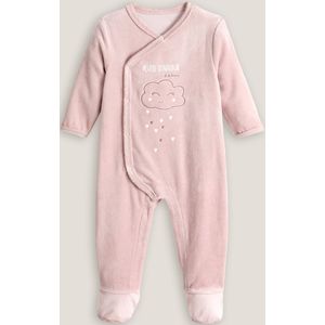 Pyjama 1-delig in katoenfluweel LA REDOUTE COLLECTIONS. Fluweel materiaal. Maten 1 mnd - 54 cm. Roze kleur