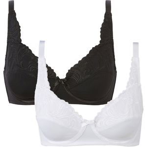 Set van 2 BH's zonder beugels, Priss ANNE WEYBURN. Microvezel materiaal. Maten 105D FR - 90D EU. Zwart kleur