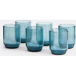 Set van 6 glazen bekers met bubbels, Faraji LA REDOUTE INTERIEURS. Glas materiaal. Maten één maat. Blauw kleur