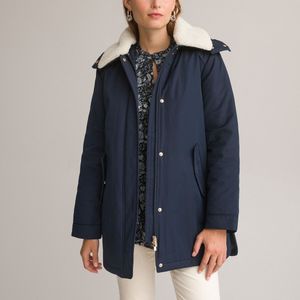 Halflange parka, ritssluiting, winter ANNE WEYBURN. Polyester materiaal. Maten 50 FR - 48 EU. Blauw kleur