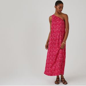 Lang asymmetrische jurk met 1 schouderbandje LA REDOUTE COLLECTIONS. Polyester materiaal. Maten 44 FR - 42 EU. Roze kleur