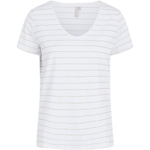 Gestreept T-shirt met V-hals PIECES. Katoen materiaal. Maten L. Wit kleur