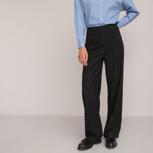 Wijde broek, in crêpe met satijnen ommezijde LA REDOUTE COLLECTIONS. Polyester materiaal. Maten 38 FR - 36 EU. Zwart kleur