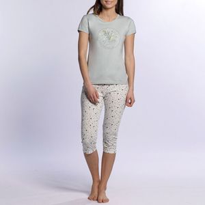 Pyjama in jersey met kuitbroek, Terre DODO. Jersey materiaal. Maten XL. Groen kleur
