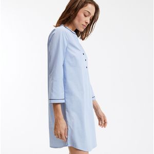 Nachthemd in katoen met chambray-effect LA REDOUTE COLLECTIONS. Katoen materiaal. Maten 46 FR - 44 EU. Blauw kleur