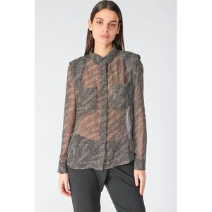 Losse blouse met zebra motief LE TEMPS DES CERISES. Polyester materiaal. Maten L. Blauw kleur