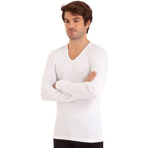 T-shirt met lange mouwen en V-hals EMINENCE. Katoen materiaal. Maten XL. Wit kleur