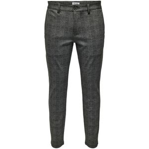 Slim broek stretch Mark met ruiten ONLY & SONS. Viscose materiaal. Maten W33 - Lengte 32. Zwart kleur