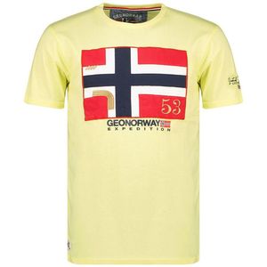 T-shirt met korte mouwen en ronde hals J-newflag GEOGRAPHICAL NORWAY. Katoen materiaal. Maten XL. Geel kleur