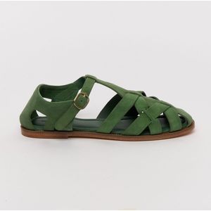 Platte sandalen in suèdeleer, CYBEL PETITE MENDIGOTE. Leer materiaal. Maten 40. Groen kleur