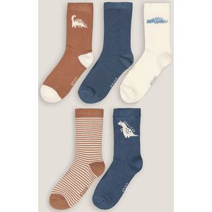Set van 5 paar sokken, dinosaurusmotief LA REDOUTE COLLECTIONS. Katoen materiaal. Maten 19/22. Multicolor kleur